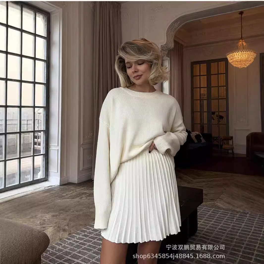 Clothing Style Winter - Autumn Solid Color O-neck Sweater Dress