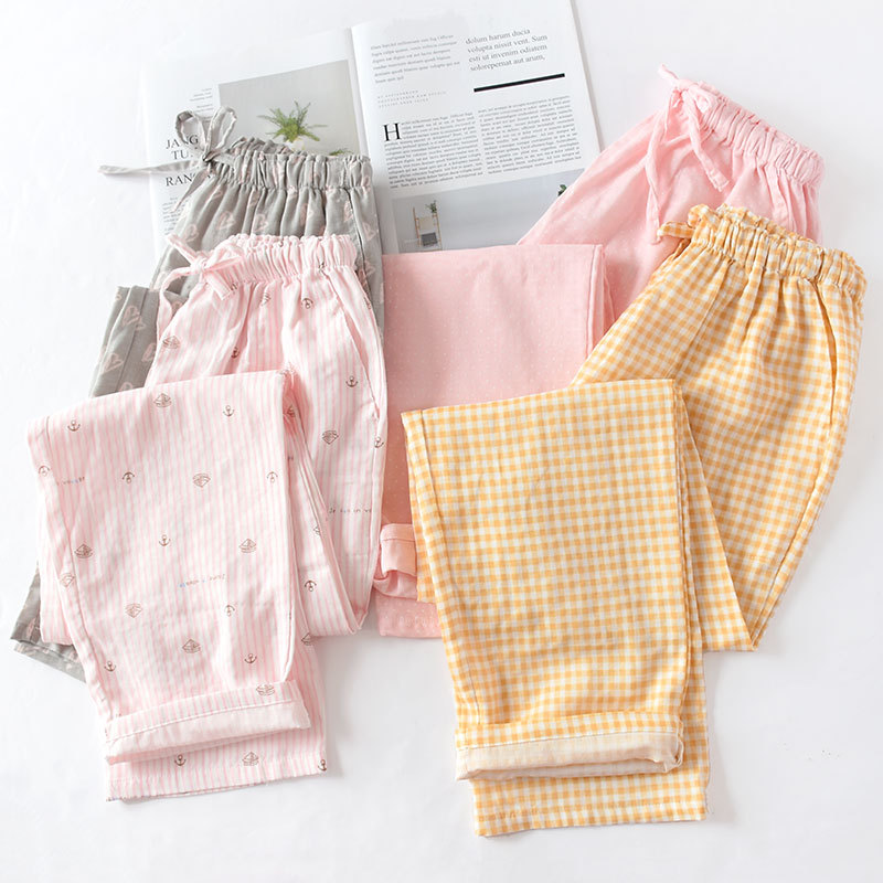 Winter Clothing Layers - Sleeping Pants Cotton Double-Layer Gauze Couple