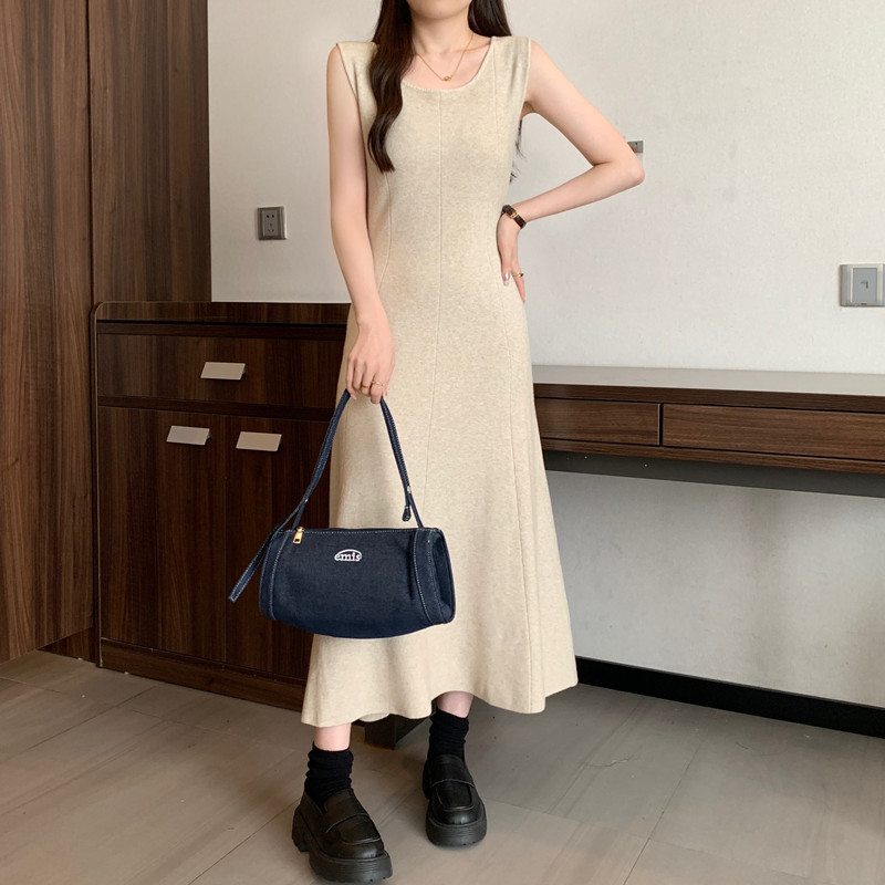 Winter Clothing For Plus Size Women - Elegant solid sleeveless Knit Vintage O-neck