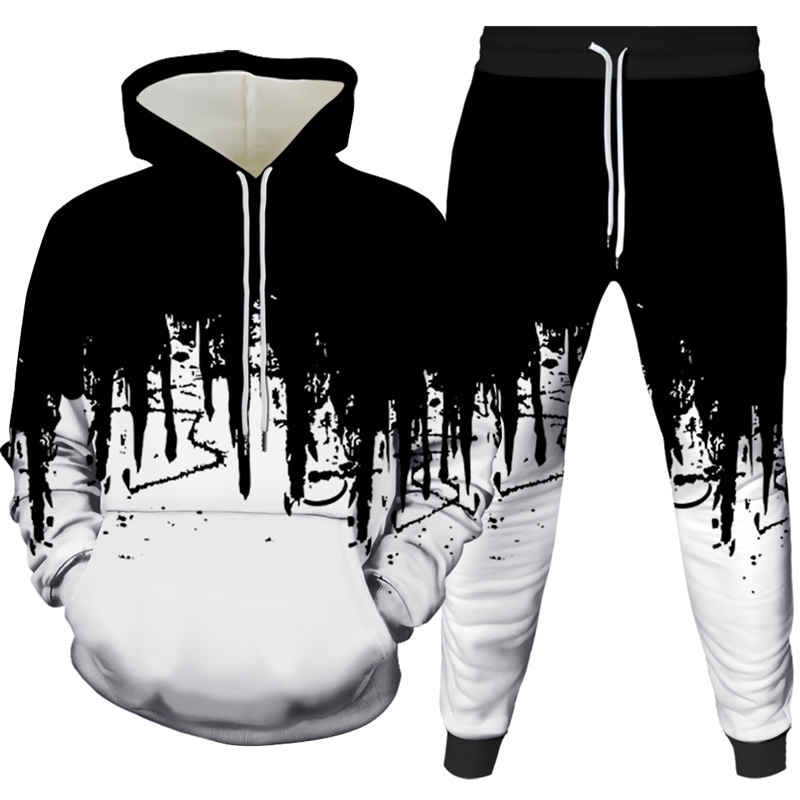 Winter Clothing Fashion - Ink Painting 3D Printed Hoodie Pant