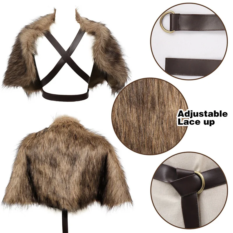 Viking Cloak Faux Fur Collar C - Winter Clothing Accessories review and price