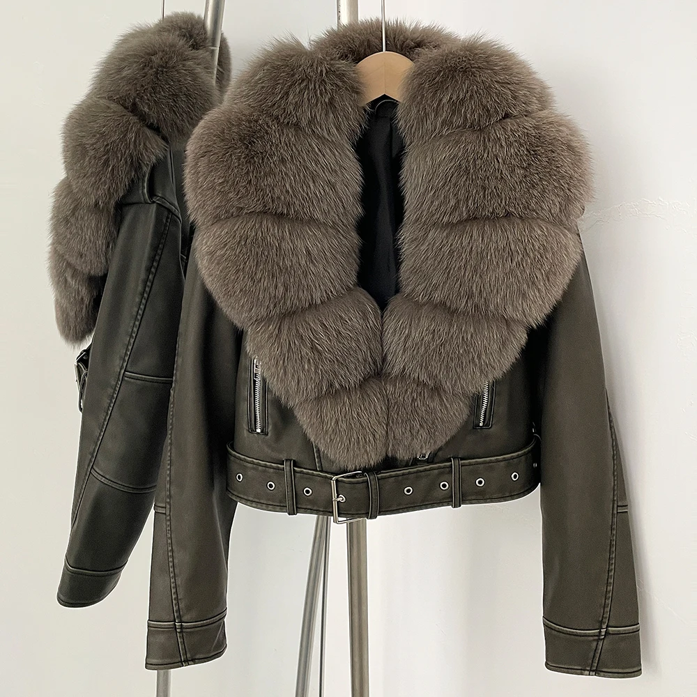 Faux PU Leather Jacket Natural - Winter Clothing Store review and price